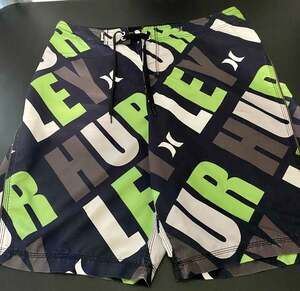 Hurley Men's Stagger Board Shorts All Over Print Swim Trunks Black/Green M 32/34